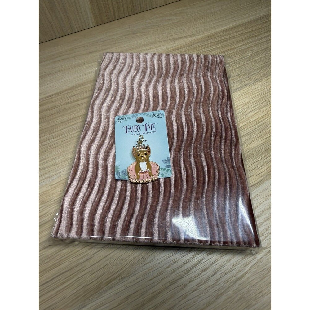 Velvet Writing Journal and French Bulldog with Crown/Tutu Charm Thoughtful Gift